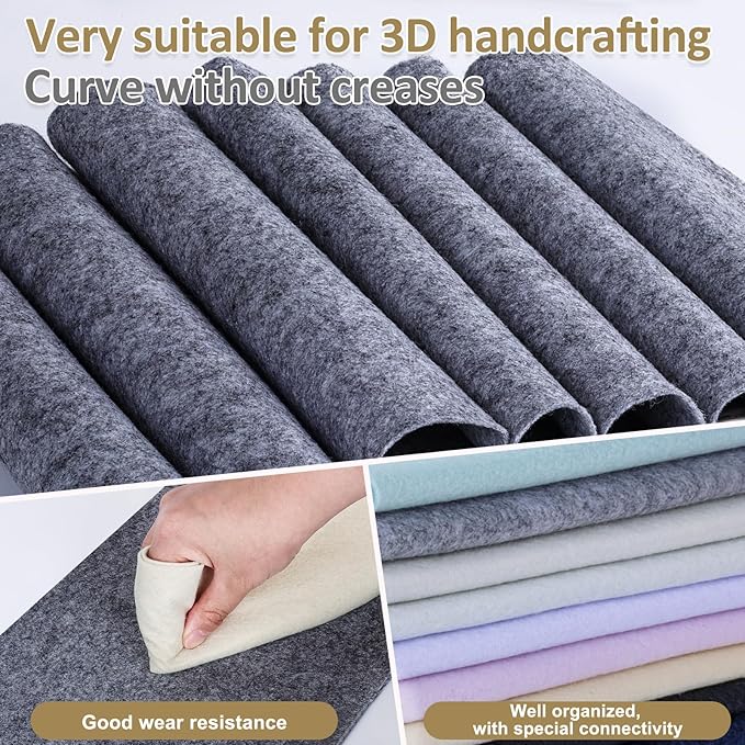 XSEINO 13 Rolls 8"x35" 1.4mm Thick Soft Felt Fabric Sheet 13 Assorted Black White Series Colors Felt Pack Pastel Felt Sheets for DIY Craft Sewing Squares Nonwoven Patchwork