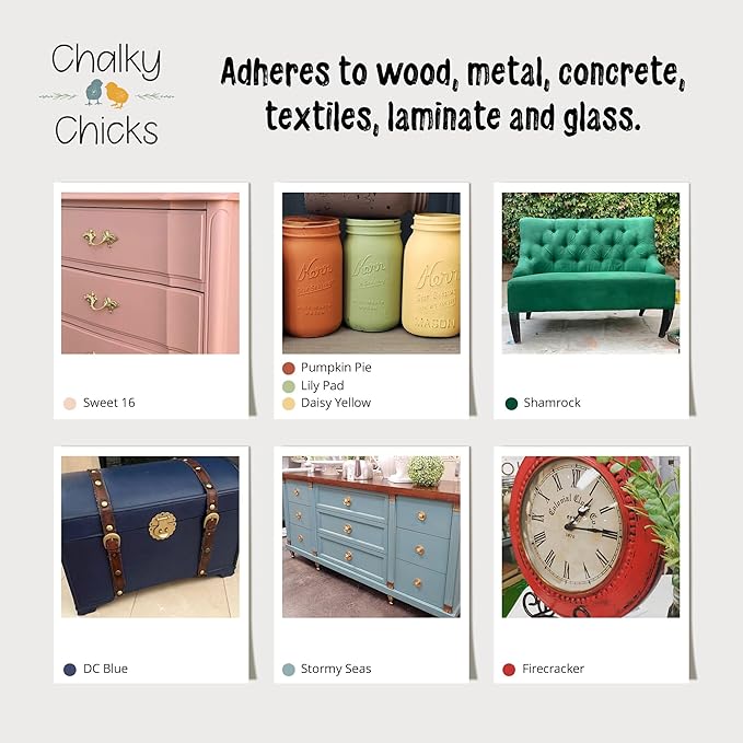 Chalky Chicks All-in-One Chalk Paint for Furniture or Cabinet - 32 Fl Oz - Matte Finish Overcast (Blue Gray) for Metal, Wood Furniture Paint - No Sanding All-in-One for Home Decor & Crafts, USA Made