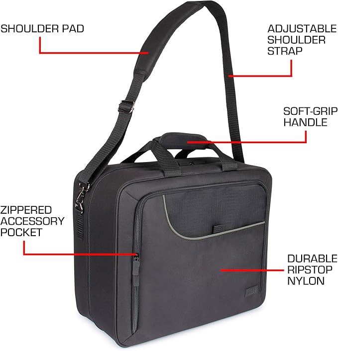 USA Gear XL Magic The Gathering MTG Deck Box Travel Case - Large MTG Card Storage Bag with Padded Shoulder Strap, Customizable Interior, Weather Resistant - Fits Deck Boxes & Sleeved Cards - Black