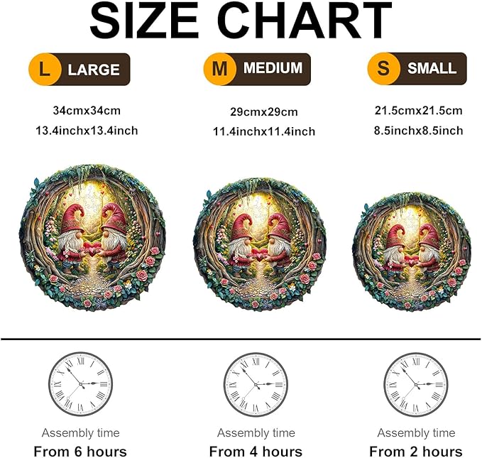 KAAYEE Wooden Puzzles for Adults, 3D Visual Effect Gnome Couple Wooden Jigsaw Puzzle Unique Shape Wood Puzzle Adult, 3D Effect Flat Puzzle Birthday Family Games (S-8.5 * 8.4in-100pcs)
