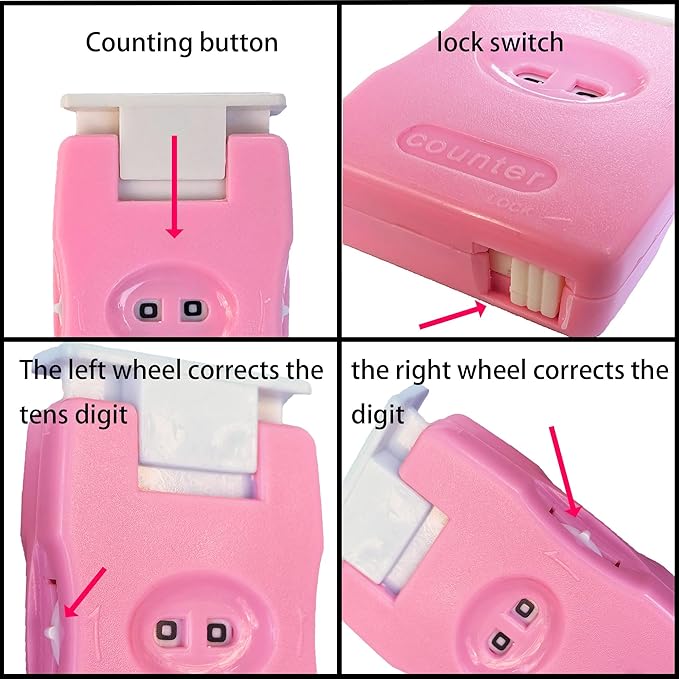 2 Pieces Knitting Counter, Needle Marking Tool, Plastic Knit Counter, Knitting Stitch Counter, Pink