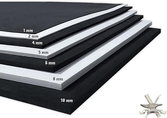 Shape Retention EVA Cosplay Foam 1mm (1mm-10mm) 14x39 inch Black or White High Density EVA Foam Sheets. Premium 85 kg/m3 Heat Shape Material for DIY Convention or Halloween Costumes by The Foamory