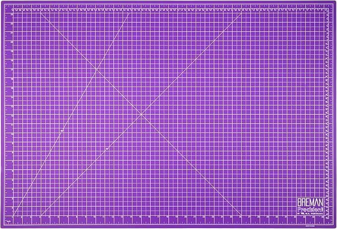 Breman Precision 24x36 Inch Self Healing Cutting Mat - 2-Sided 5-Ply PVC Purple/Gray Cutting Mats for Crafts, Sewing, Quilting and DIY Projects - Durable and Non-Slip Design with Precise Grid Lines