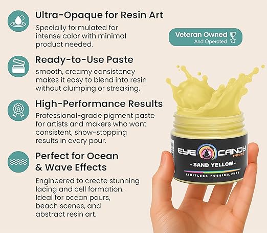 Eye Candy Beige Pigment Paste Sand Yellow (2 oz/RAL 1002) | Epoxy, Resin Art Paste |Highly Pigmented |Resin Art | Woodworking
