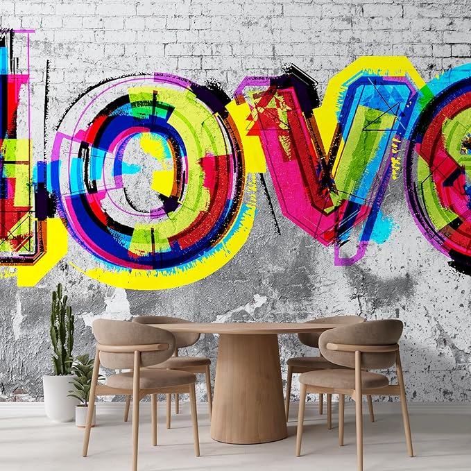 wall26 - Colorful Graffiti - Large Wall Mural, Removable Peel and Stick Wallpaper, Home Decor - 66x96 inches