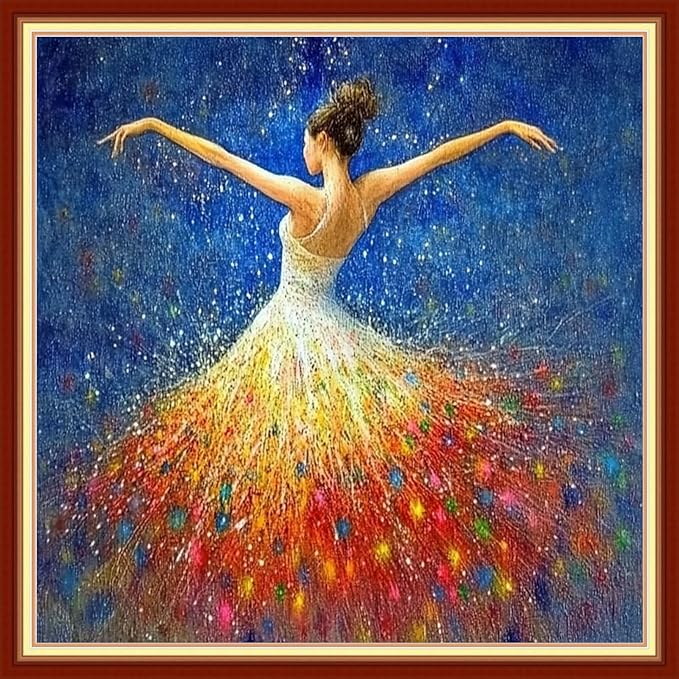 Joyhoor Cross Stitch Kits for Beginners Stamped Cross-Stitch Supplies Needlework preprint Embroidery Kits for Adults DIY Needlepoint Kits Embroidery Patterns 11CT-Ballet Girl 18x18 inchs