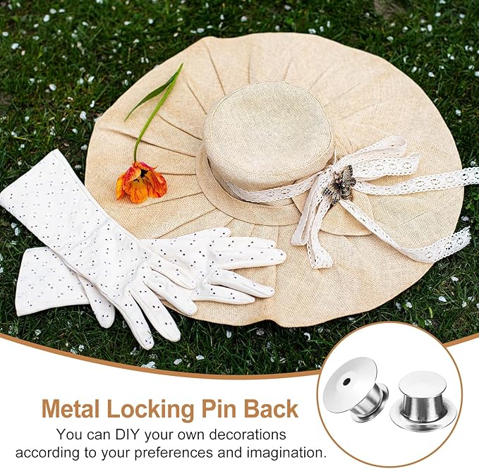 uxcell 40Pcs Metal Locking Pin Backs, Pin Keepers Locking Clasp Flat Head Clamp Needle Back Lock for DIY Brooch Crafts Badges Enamel Lapel, Silver