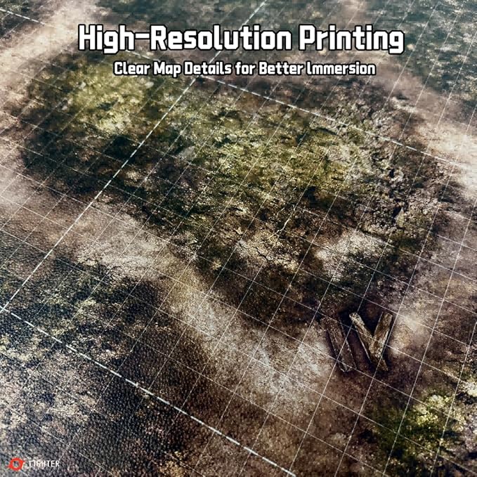 44'' x 60'' Battle Mat Gridded War-Gaming Mat for WHAoS - Made of Synthetic Leather, 1.1mm Thickness (Blighted Gloommoor)
