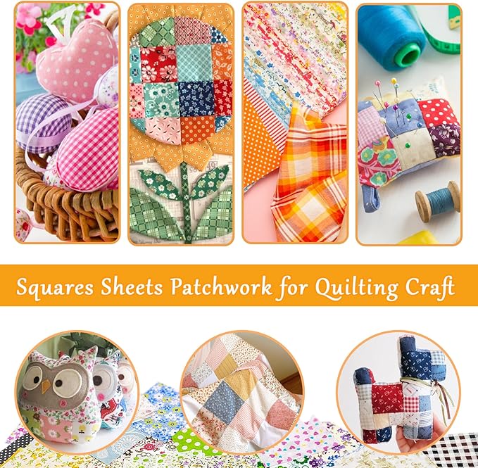 150 Pcs Cotton Craft Fabric Bundle Squares, Multicolored Abstract Pattern, 4 x 4 Inch, Pre-Cut Quilt Squares