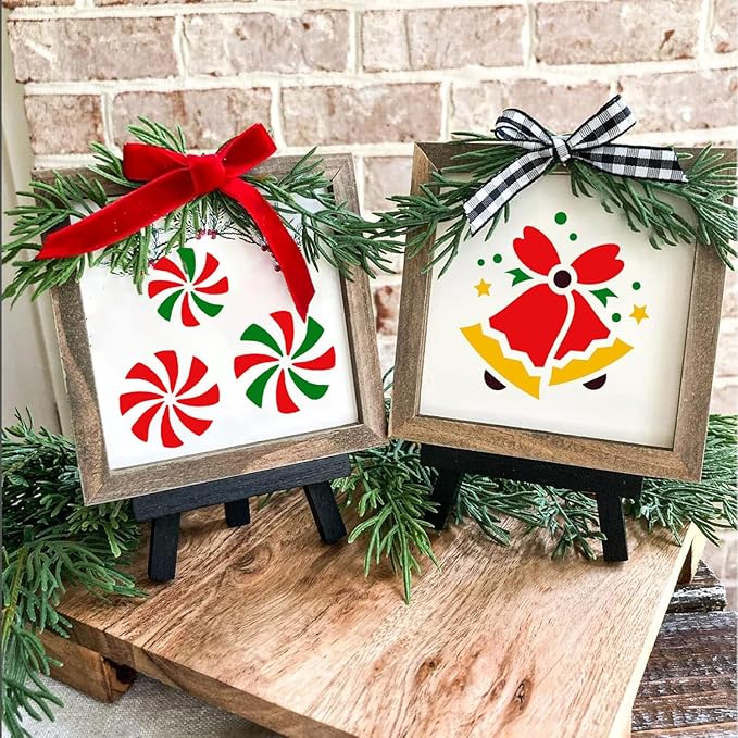 Christmas Stencils for Crafts Reusable 6" Xmas Holiday Stencil Christmas Stencils for Painting on Wood Fabrics Decor