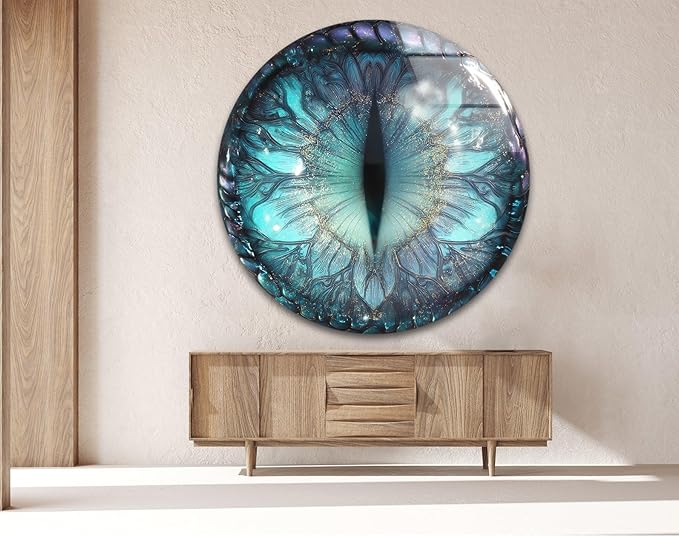 My Photostation.com 27.5''(70cm) Diameter Mystical Dragon Eye Round Glass Wall Art Tempered Glass Printing Wall Decor Large Wall Art Wall Hangings