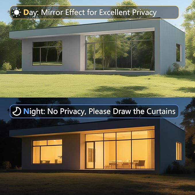 LEMON CLOUD One Way Window Privacy Film See Out Not in Reflective Mirror UV Window Cling Sun Blocking Heat Control Glare Control with Tools,23.6 Inch x 78.7 Inch
