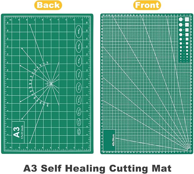 2 PCS Self Healing Cutting Mat 12" x 18": Sewing Rotary Cutting Mat for Crafts and Fabric Sewing Scrapbooking Quilting and Precision Cutting (2, Green)