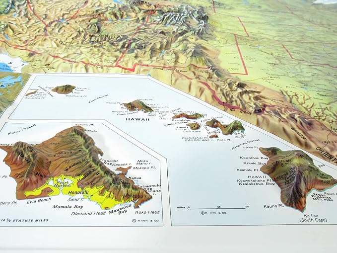 Hubbard Scientific 3D United States Map | A True Raised Relief Map - You Can Feel the Terrain | Vacuum-formed Molded | 34.5″ x 22″ | Detailed Topography