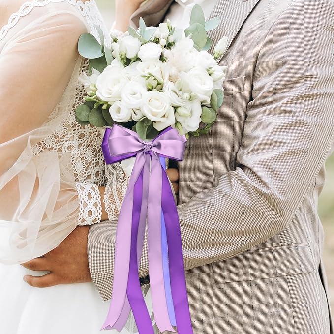 1-1/2 Inch Purple Satin Ribbons for Crafts, 6 Rolls Single-Faced Purple Assorted Ribbons for Gift Wrapping Flower Bouquet Wedding Invitations Bridal Shower Hair Bows Garland Party Decor