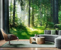AFZEVEB-Green Forest Wallpaper Natural Landscape Wall murals for Bedroom 159"x107"(Not Peel and Stick)