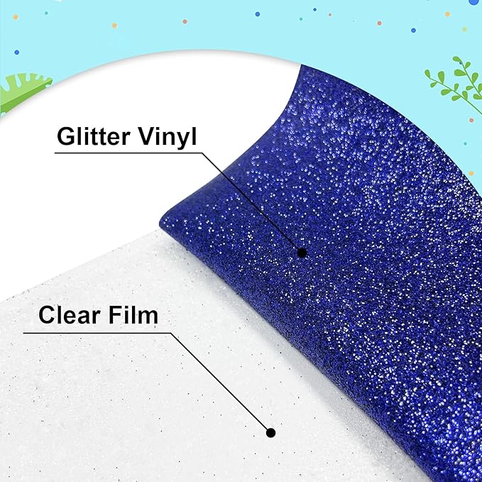 Dark Blue Glitter Heat Transfer Vinyl 12Inch*6FT Glitter Iron on Vinyl for T Shirts Easy to Cut and Weed Compatible with All Cutter Machines HTV Iron on Vinyl for Cricut (Dark Blue)