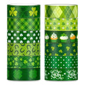 Whaline 12 Rolls St. Patrick's Day Washi Tape Green Shamrock Washi Masking Tape 15mm Clover Plaids Lucky Holiday Paper Tape Sticker for Irish Party Scrapbook Gift Packing DIY Craft Decor, 16.4Ft