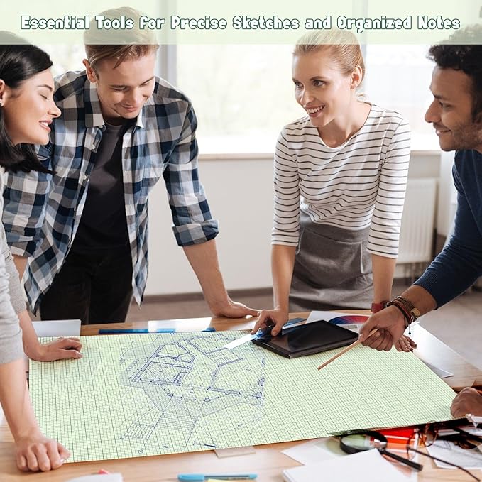 30 Pack 24" x 36" Large Graph Paper Bulk Graph Paper Pad Large Grid Paper Sheet Graph Paper Grid Paper Graph Paper for Drafting Engineering Blueprint Drawing Architect Designer Mathematician