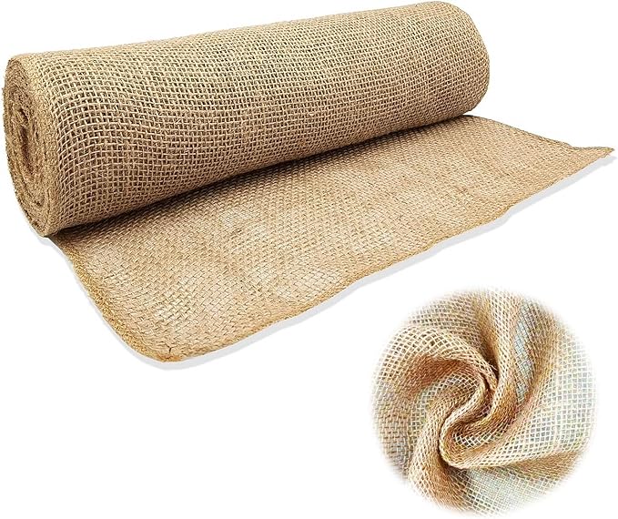 40InX50FT Burlap Rolls Multipurpose Jute Burlap Fabric for Garden Tree Wrap Outdoor Weed Barrier Protection for Plant Shrubs DIY Craft Projects and Party Decor