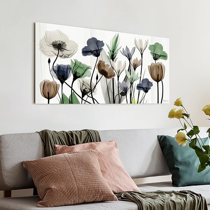 Empire Art Direct Frameless Free Floating Tempered Glass Panel Graphic Wall Art Ready to Hang, 24" x 48", Floral Landscape