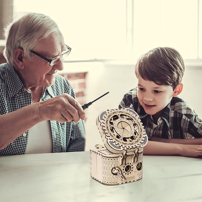 ROKR 3D Wooden Puzzle Password Box Model Kits for Adults and Teens to Build Combination Lock Mechanism Christmas/Birthday