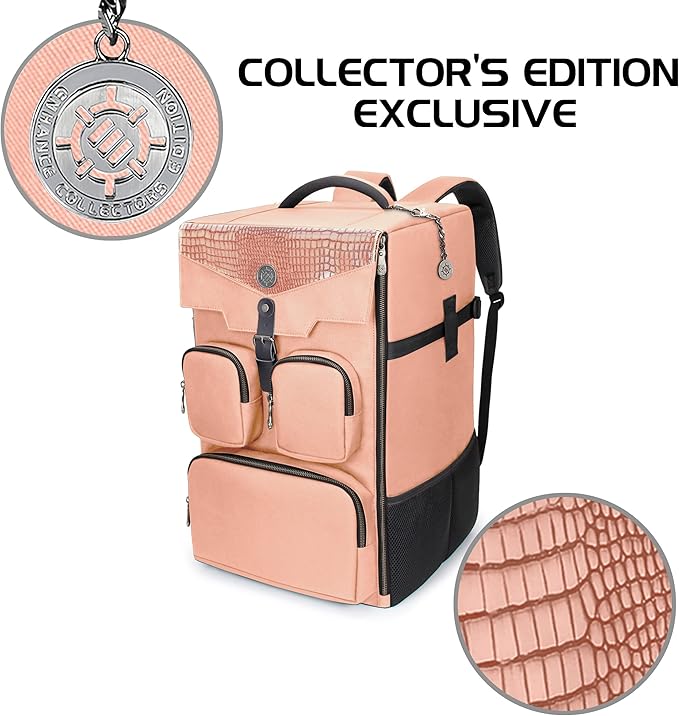 ENHANCE Collector's Edition Board Game Backpack - Reinforced Rigid Board Game Storage with Padded Shoulder Straps, Carrying Handle, and Accessories Pockets for Dice, Cards, More (Dragon Pink)