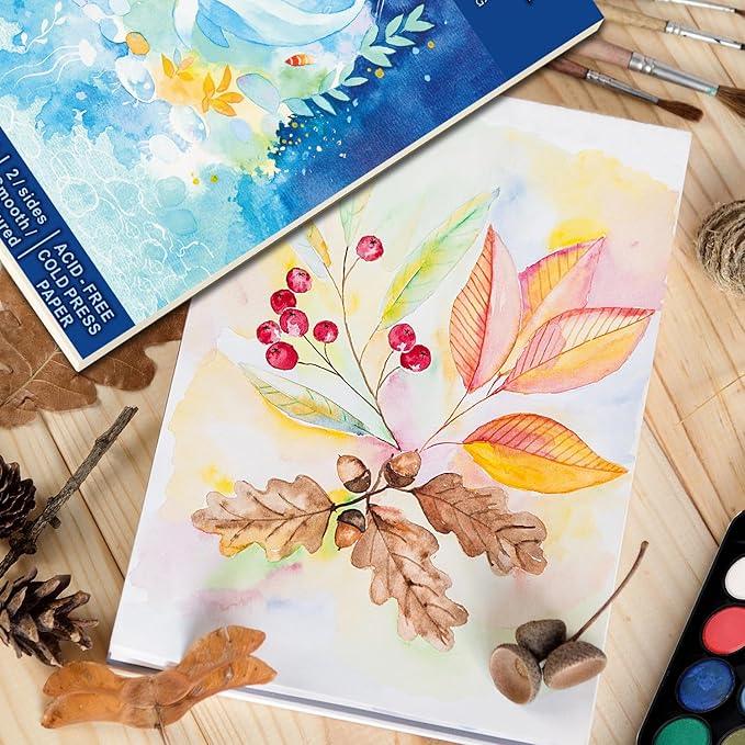 MISULOVE Watercolor Paper Pad, 8.5" x 11", Cold Press,140lb(300gsm), 20 Sheets Water Color Paper, Watercolor Workbook, Sketchbook for Wet and Dry Media, Journal, for Students and Beginners (White)