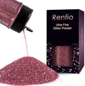 Renfio Ultra Fine Glitter Powder Metallic Resin Glitter 2.11 Oz (60g) PET Flakes Crafts Sequins 1/128" 0.008" 0.2mm Epoxy Chips Flakes for Tumblers Slime Decoration - Hawthorn Rose