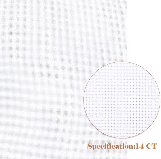 Caydo 6 Pieces Aida Cloth 14 Count White Cross Stitch Fabric for Craft Embroidery, Handmade Needlework, DIY Handicrafts, 12 by 18-Inch