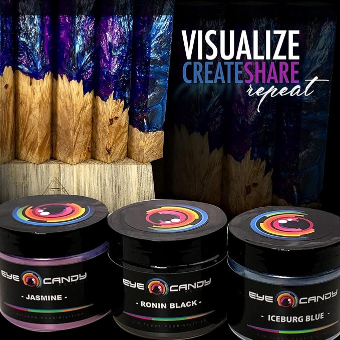 Eye Candy Pigments Premium Black Mica Powder - Ronin Black (50gr) - for Epoxy, Resin, Soap, Paint, Woodworking, Acrylic Pouring, Bath Bombs, Fishing Lures - DIY Arts and Crafts Additive
