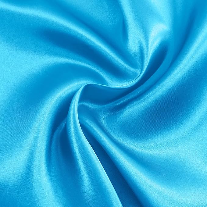 RUDONG M Aqua Blue Satin Fabric by The Yard, 3 Yard x 60 Inch Wide Silky Charmeuse Satin Fabric, Soft Satin Fabric for Wedding Decorations, Bridal Dress, Sewing, Accessories, DIY Crafts