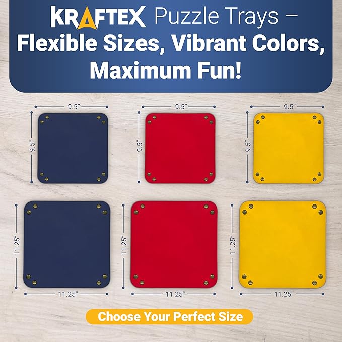 Puzzle Sorting Trays - 3X Large Puzzle Organizer for Sorting 1000 Pieces up to 3000 Pieces, Stackable Jigsaw Accessories for Adults in Red, Yellow and Blue