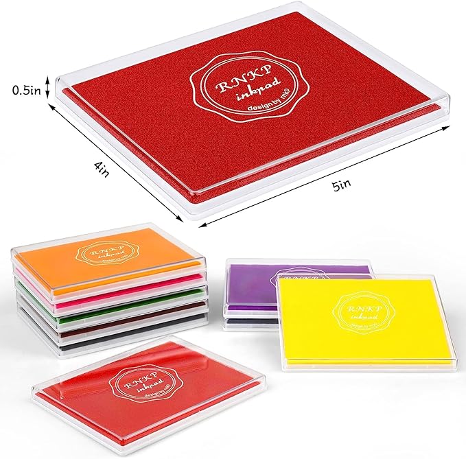 RNKP Large Red Ink pad,5 x 4 in Craft Ink pad Suitable for Rubber Stamps, Paper, Wood, Fabric, Scrapbooking, Children's Non-Toxic Finger Stamp pad (Red)