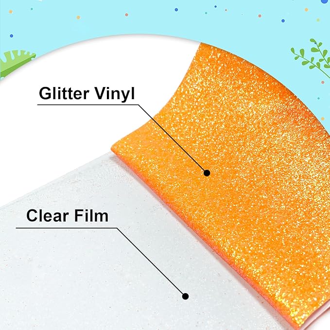 Glitter Heat Transfer Vinyl Multicolored 12"x10"-12PCS Glitter Iron on Vinyl for T Shirts Easy to Cut and Weed Compatible with All Cutter Machines HTV Iron onVinyl for Cricut (Multicolored)
