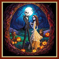 Foxhool Beginners Cross Stitch Kits Stamped Full Range of Embroidery Kits for Adults DIY Cross Stitches kit Embroidery Patterns for Needlepoint kit-Skeleton Couple 17.7x17.7 inch