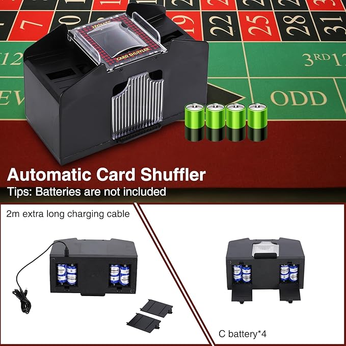ITOME Automatic Card Shuffler, 2/4/6 Decks Electric Heavy Duty Card Shuffler for Cards Rechargeable and Battery Operated Perfect for Poker, UNO and Card Games