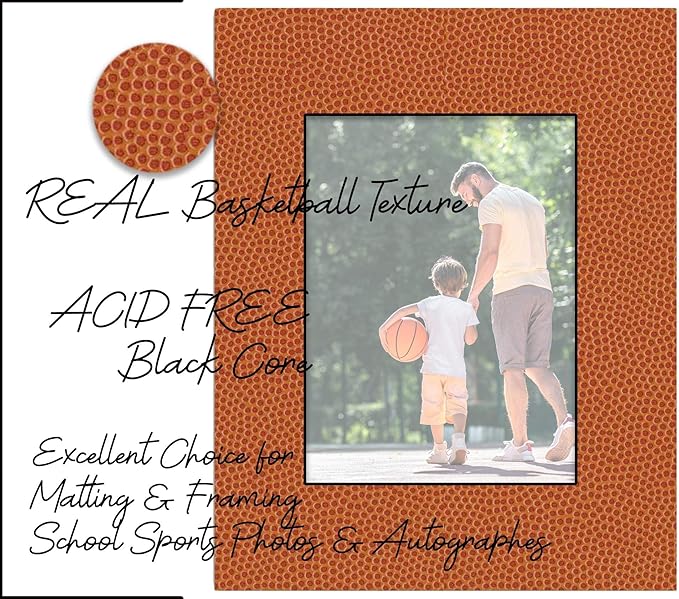 8x10 Mat Bevel Cut for 5.5x8.5 Photos - Acid Free Basketball Texture Precut Matboard With Backing Board and Crystal Clear, Self Seal Photo Mat Bag - For Pictures, Photos, Framing - 4-ply Thickness