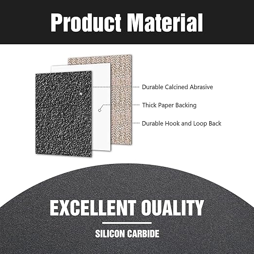 100 Pcs 5 inch Wet Dry Sanding Discs Grit 1500 Hook and Loop 8 Hole Silicon Carbide Orbital Sander Sandpaper
