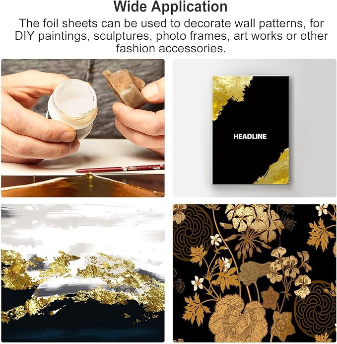 MECCANIXITY Gold Leaf Foil Sheet, Classic Silver Leaf Papers, 3.3 Inch x 3.1 Inch for Art Decoration, Sculptures, Painting, Pack of 150 Pcs