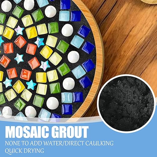 Mosaic Crystal Grout, Mosaics Tile Tools, Mosaic Tile Accessories – Essential for Handmade Grouting and Perfect for DIY Craft Projects (Black, 8.8oz)