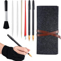 Scratch Painting Art Tool, 9 Pieces Scratching Drawing Tool Set, Including Artist Glove, Tool Bag, Scratch Coloring Pens, Plastic and Wooden Stylus, Scraper, Clean Brush