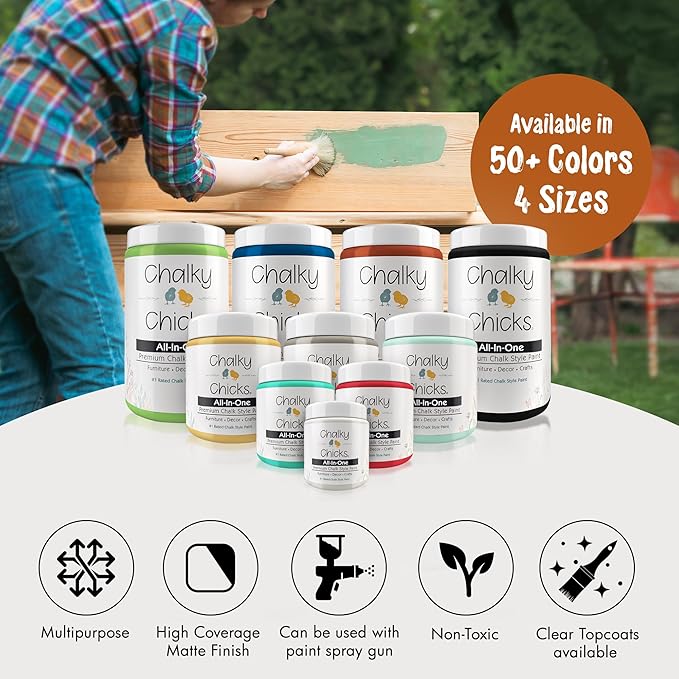 Chalky Chicks All-in-One Chalk Paint for Furniture or Cabinet - 8 Fl Oz - Matte Finish Acorn Orange for Metal, Wood Furniture Paint - No Sanding All-in-One for Home Decor & Crafts, USA Made