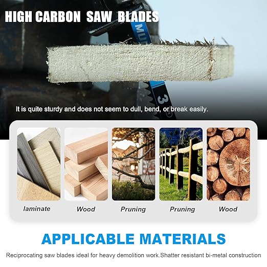 2 Pack 9 inch Reciprocating Saw Blades Set，3 TPIHigh Carbon Saw Blades for Woodcutting，Saw Blades with Organizer Case (2, 3T/9inch)