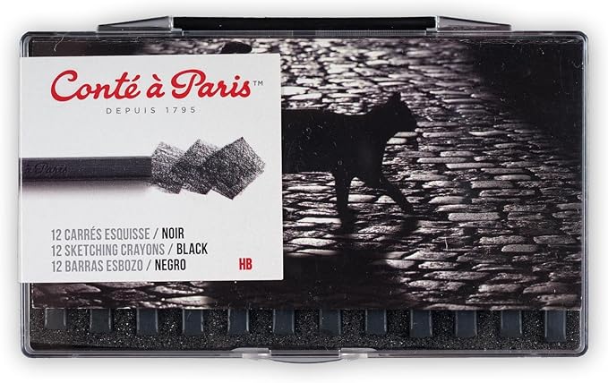 Conté à Paris 12 Count HB Sketching Crayons Set, Black