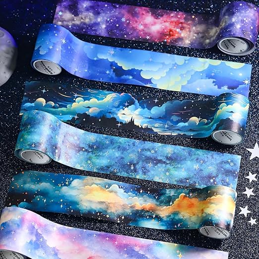 Washi Tape Stickers for Journaling,6 Rolls Star Tape Scrapbook Stickers for Scrapbooking Supplies,Junk Journal Supplies,DIY Craft(Starry Dreams)