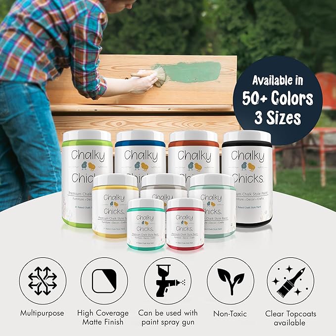 Chalky Chicks All-in-One Chalk Paint for Furniture or Cabinet - 16 Fl Oz - Matte Finish Denali (Deep Blue) for Metal, Wood Furniture Paint - No Sanding All-in-One for Home Decor & Crafts, USA Made