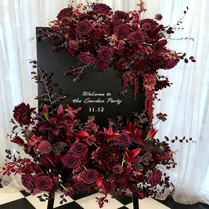 Artificial Flowers Foam Fake Roses 25pcs Dark Red Roses with Stems for Home Decor DIY Wedding Bouquets Party Bridal Shower Centerpieces Faux Flower Arrangements Tables Decorations