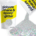 Hemway Polyurethane & Epoxy Resin Glitter 100g / 3.5oz Metallic Crystal Flake Additive for Flooring Jewelry Tumblers Glass Pigment - Fine (1/64" 0.015" 0.4mm) - Silver Holographic