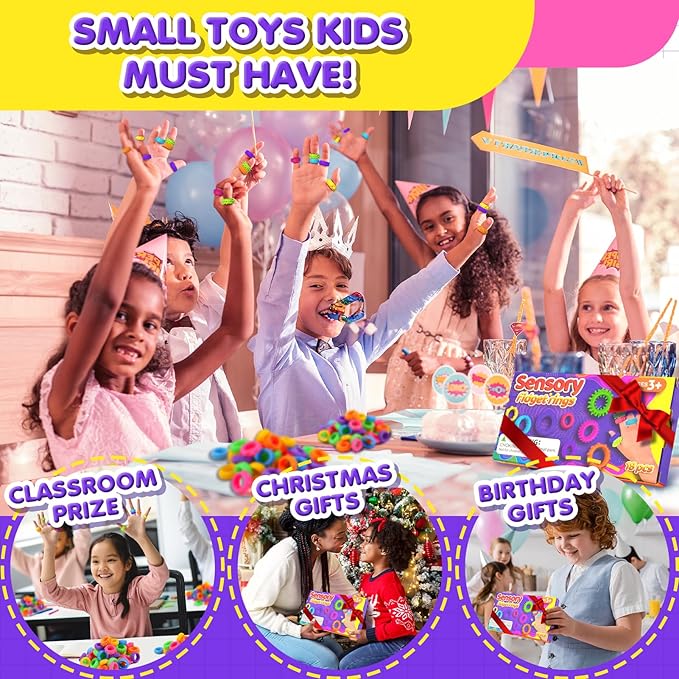 Fidget Toys Sensory Rings for Kids: Fidget Ring 18 Pack - Sensory Toys for Kids with Autism - Quiet Anxiety Fidgets Bulk for Classroom Prize - Stocking Stuffers
